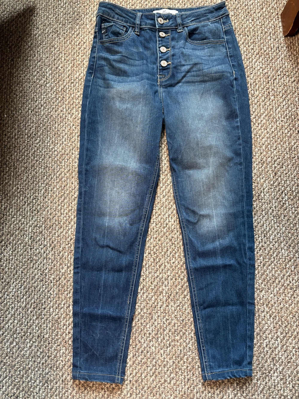 Kancan High-Rise Button-Fly Skinny Jeans - Dark Wash. Size 3/25.